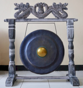Medium Gong in Stand - 50cm - Black - Click Image to Close